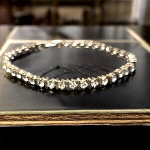 7” Cubic Zirconia & Sterling Silver Vintage Bracelet.